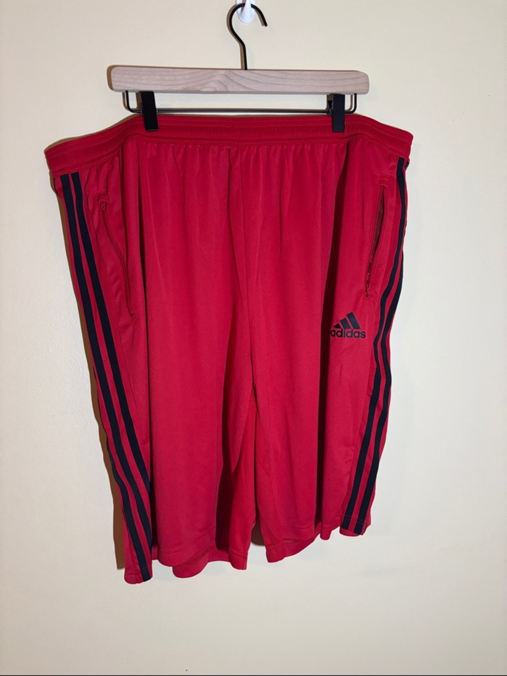 adidas Red Shorts with Black Side Stripes